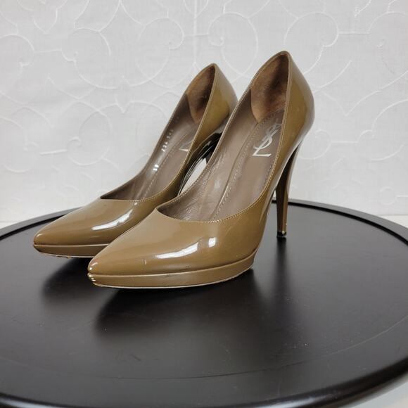Yves Saint Laurent Womens Heels Size 8 Patent leather Platform Pointy Toe Pumps - Picture 9 of 14